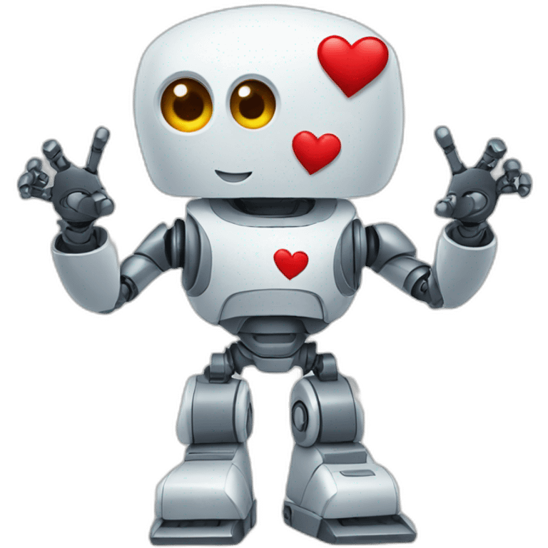 Robot doing a heart sign emoji