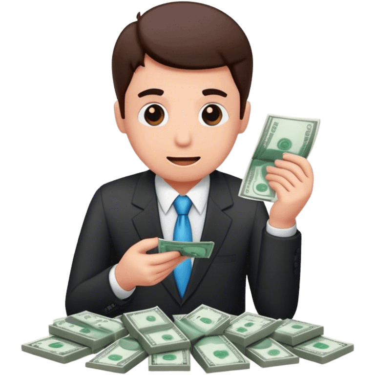 business man counting money bills emoji