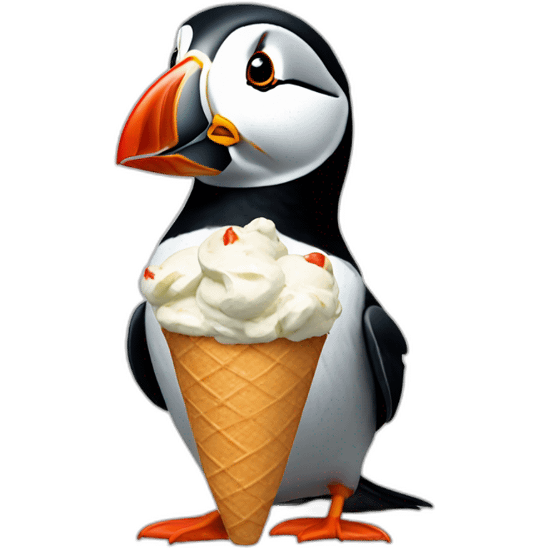 Puffin eating Icecream emoji