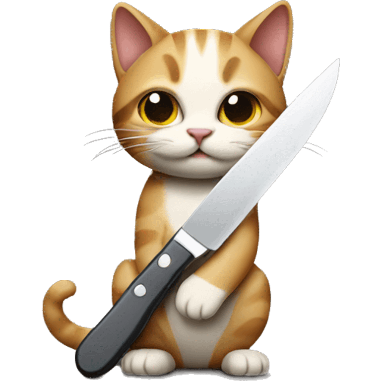 Cat holding a knife emoji