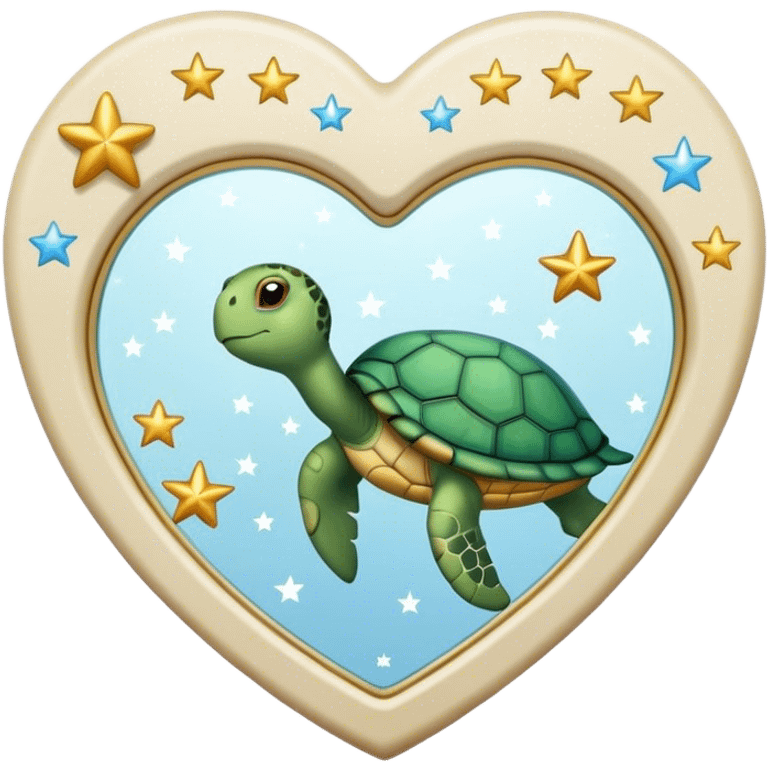 Heart shaped Mirror with turtle and stars emoji