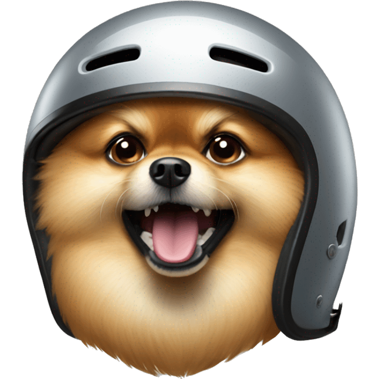 angry pomeranian in riders helmet emoji