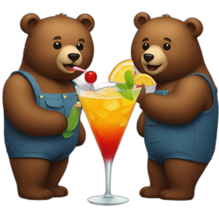 two bears drinking a cocktail emoji