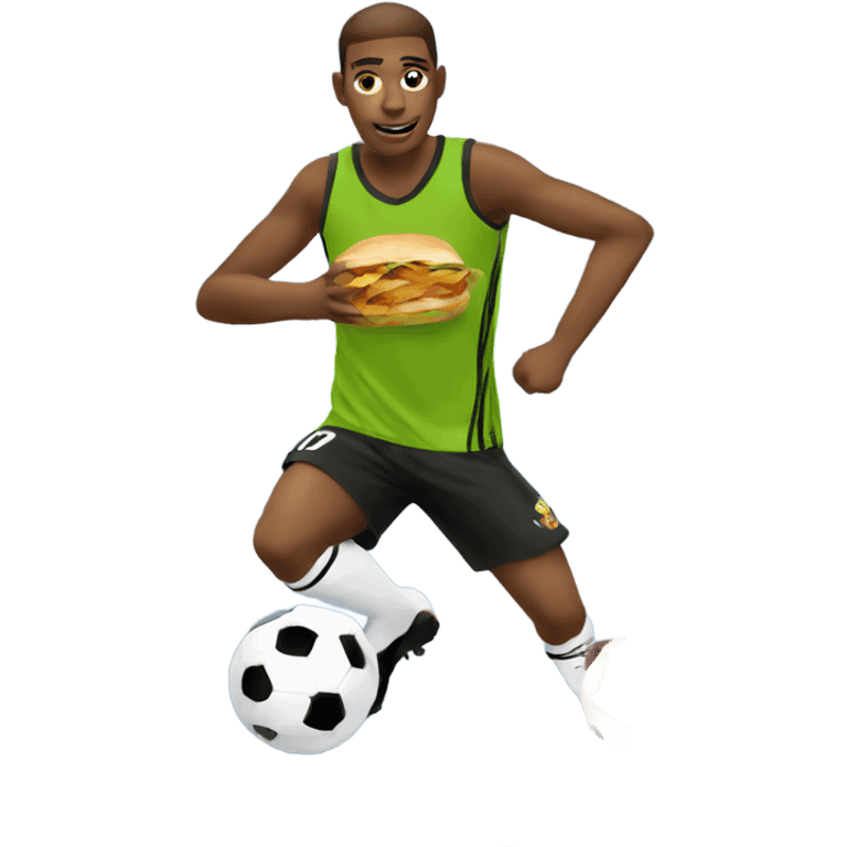 Soccer player eating a chicken sandwich emoji