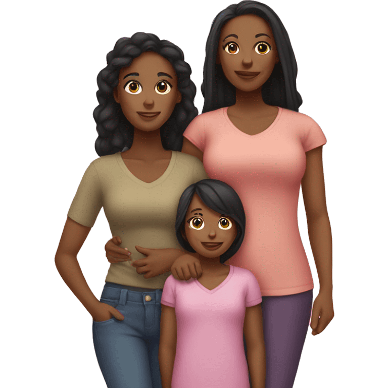 Black Mom and dad with  3 daughters emoji