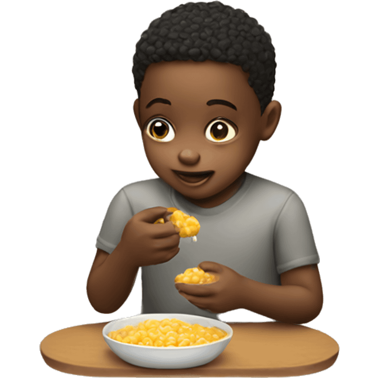 A small child eats a mixture emoji