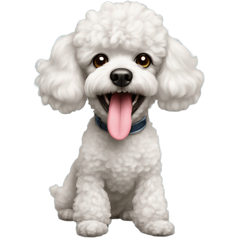 Miniature poodle with tongue out emoji