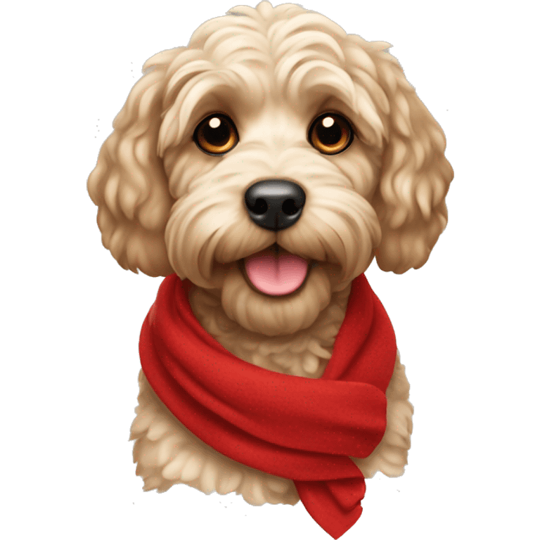 Cockapoo with a red scarf emoji