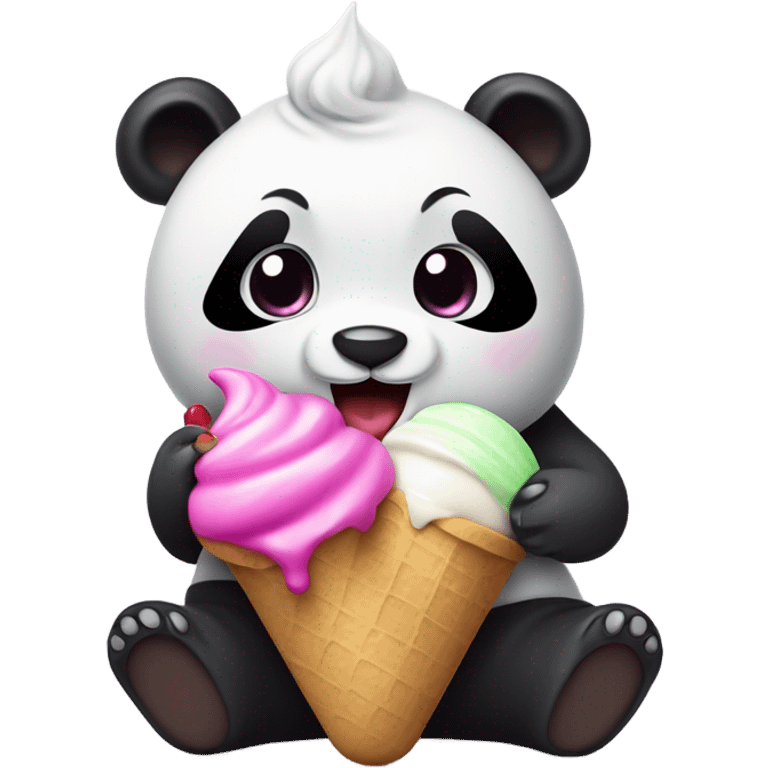 Panda eating ice cream emoji