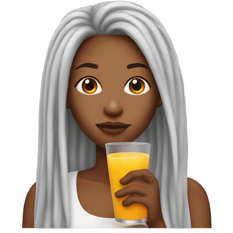  lady with locs drinking juice emoji