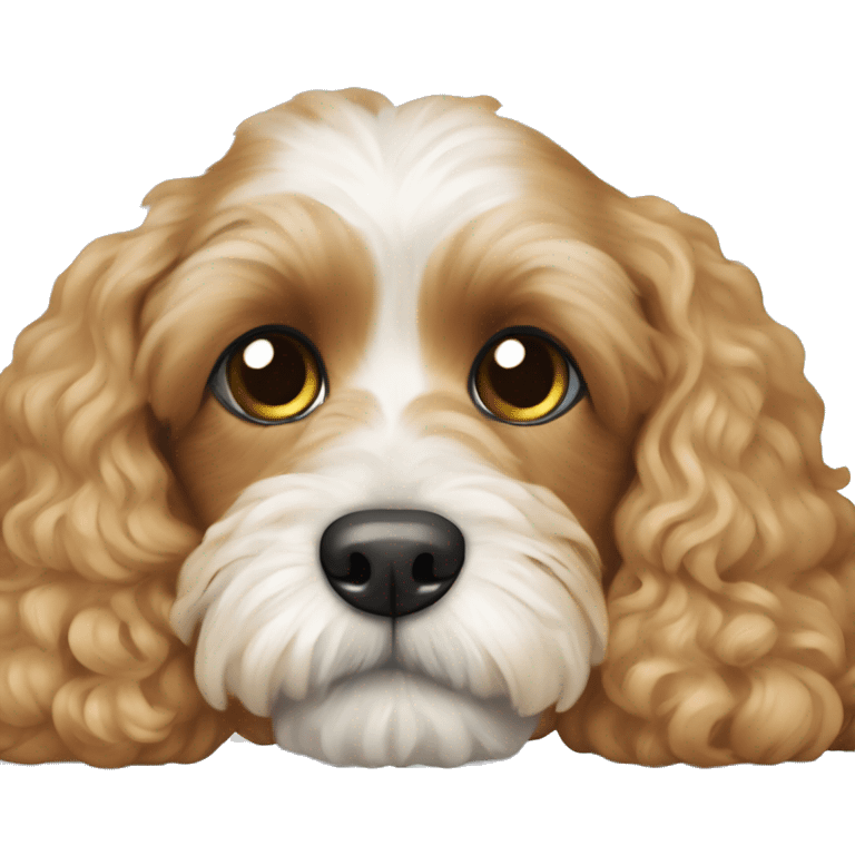 Dog cavapoo breed lies at home emoji