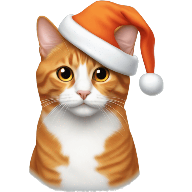 Orange and tuxedo cat with Santa hats  emoji