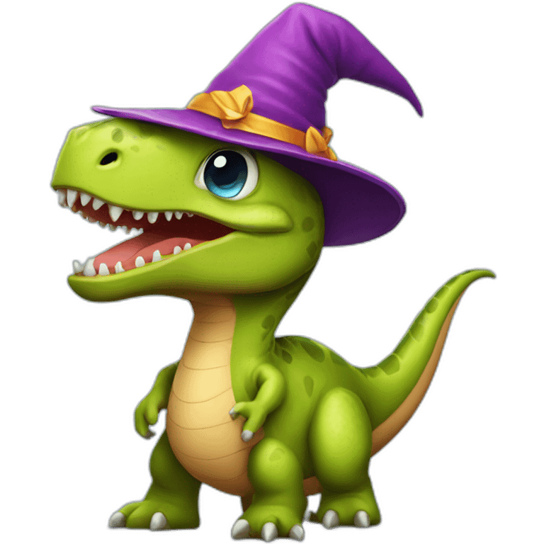 dinosaur with wizard hat emoji