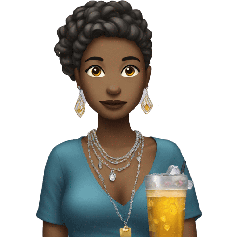 girl with jewelry and drink emoji