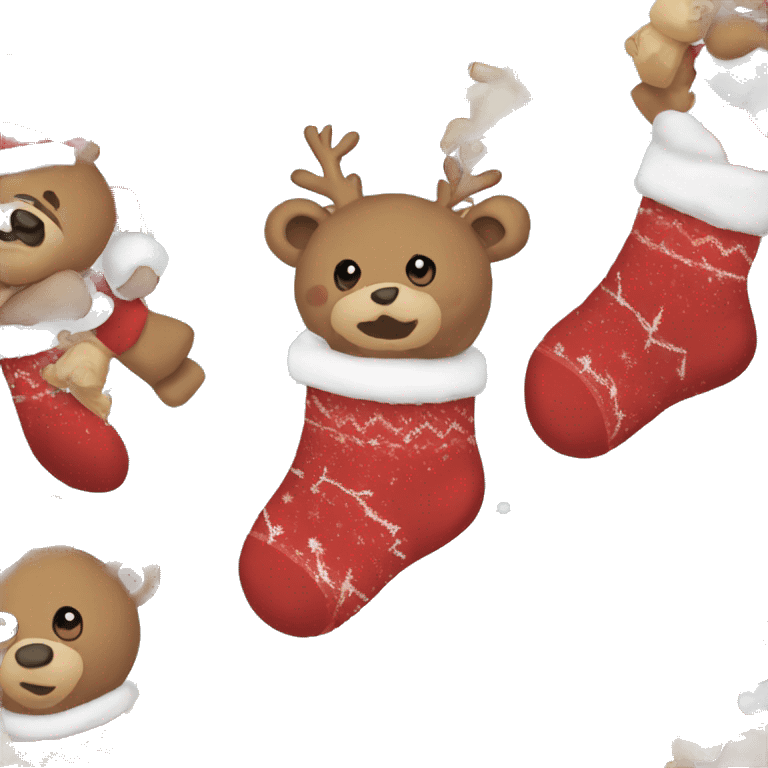 Christmas socks with teddy bears emoji