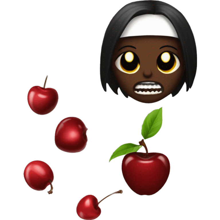 black aesthetics, girls, red, cherry, coffee, horror movies, scream, knife, saw, black sun. emoji