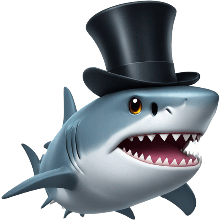 Shark with a top hat emoji