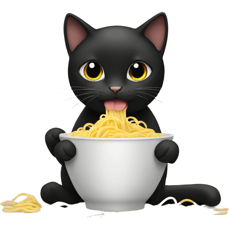 Black cat who eats noodles emoji