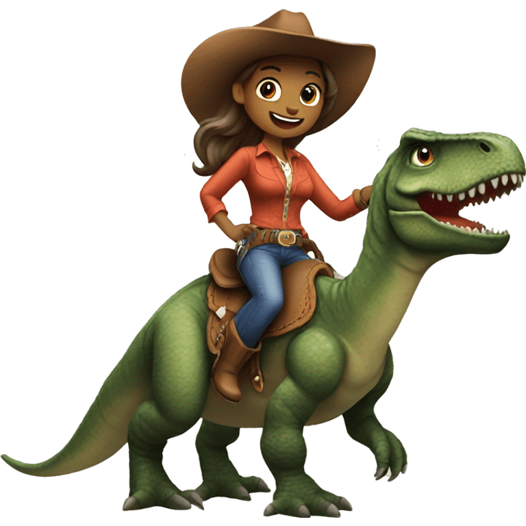 Cowgirl riding a dinosaur  emoji