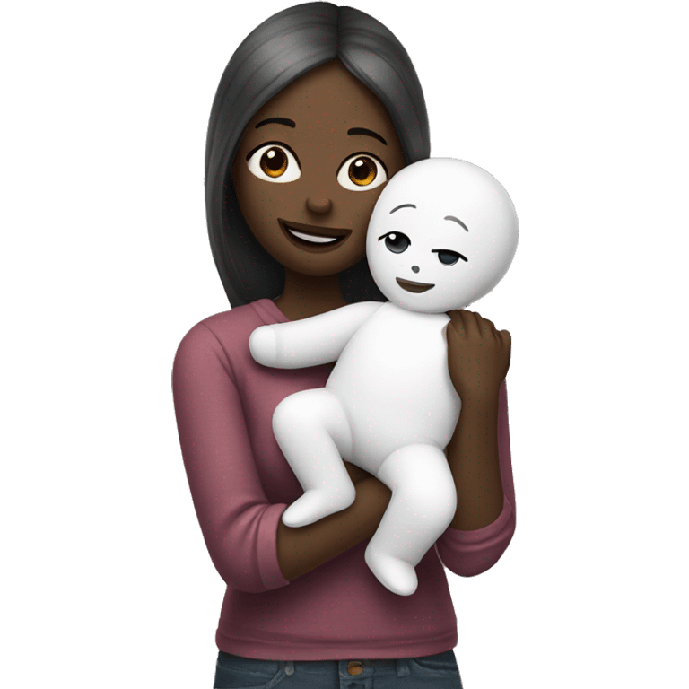 white skinned woman hugging doll  emoji