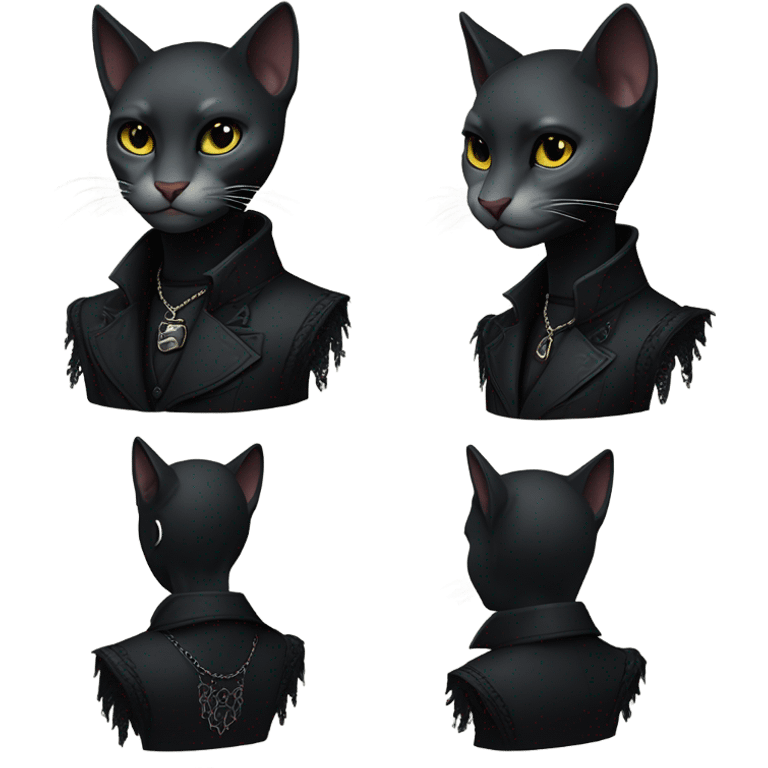 sleek gothic puma catgirl  emoji