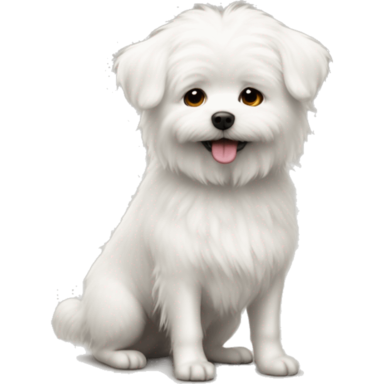 Little White fluffy Dog with short legs emoji