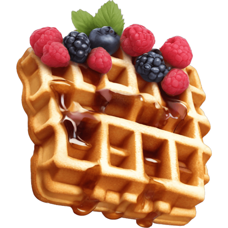 Waffles with fresh berries and syrup  emoji