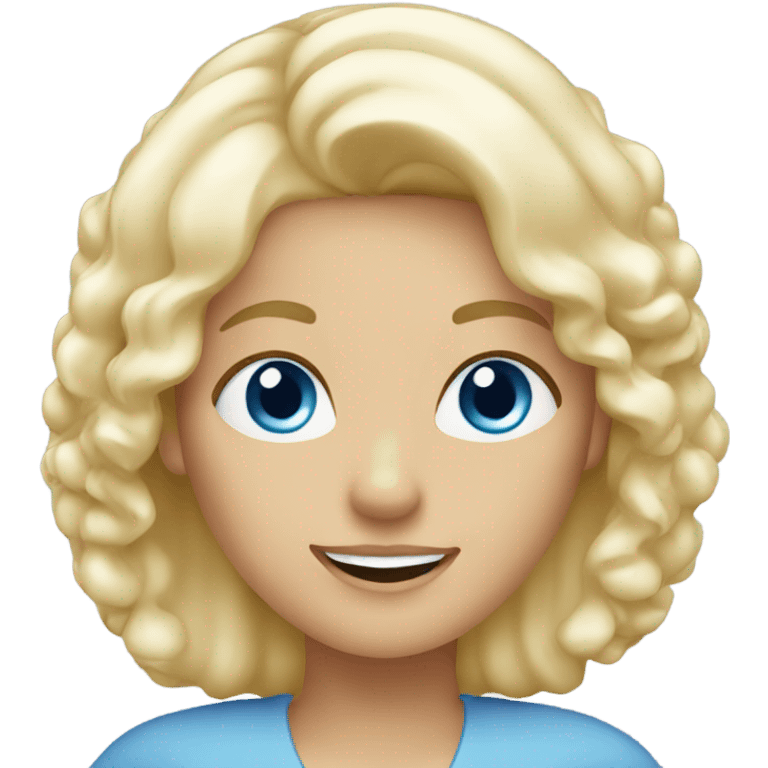 blue eyed blonde lady waving emoji