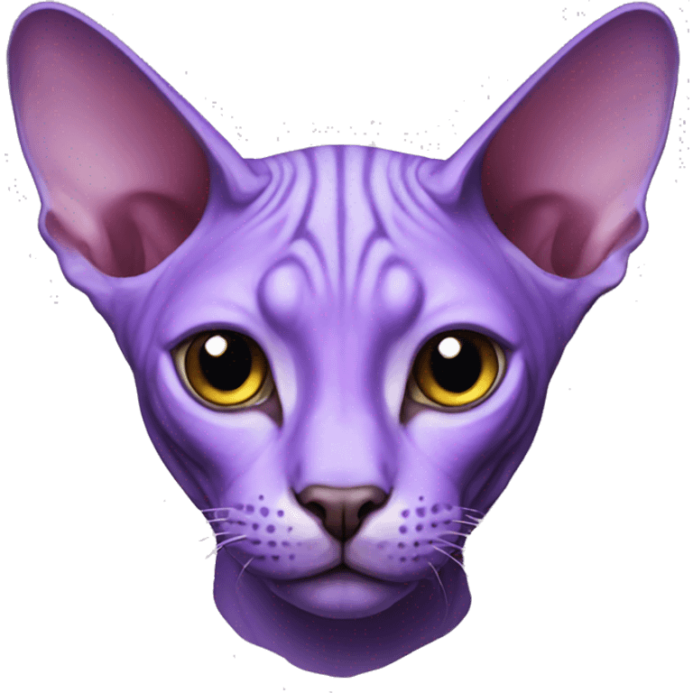 Purple sphynx cat head emoji