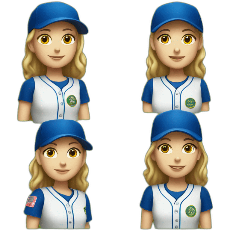 white mom and daughter softball team emoji