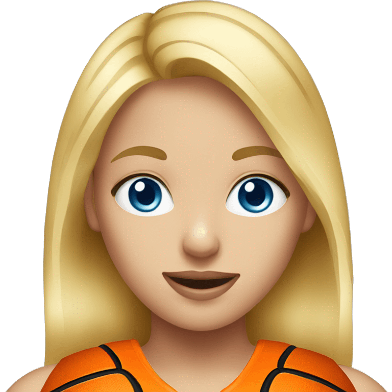 blonde girl blue eyes playing basketball emoji