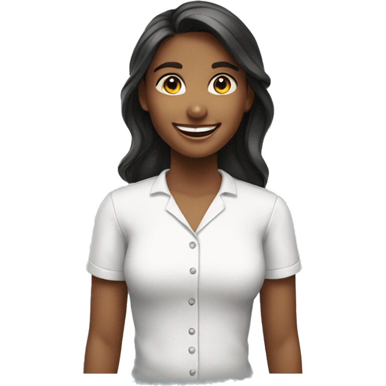 smiling girl in white shirt emoji