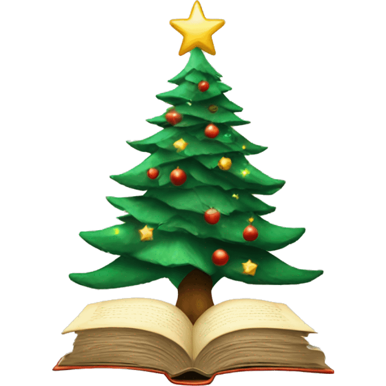 Christmas tree and book emoji