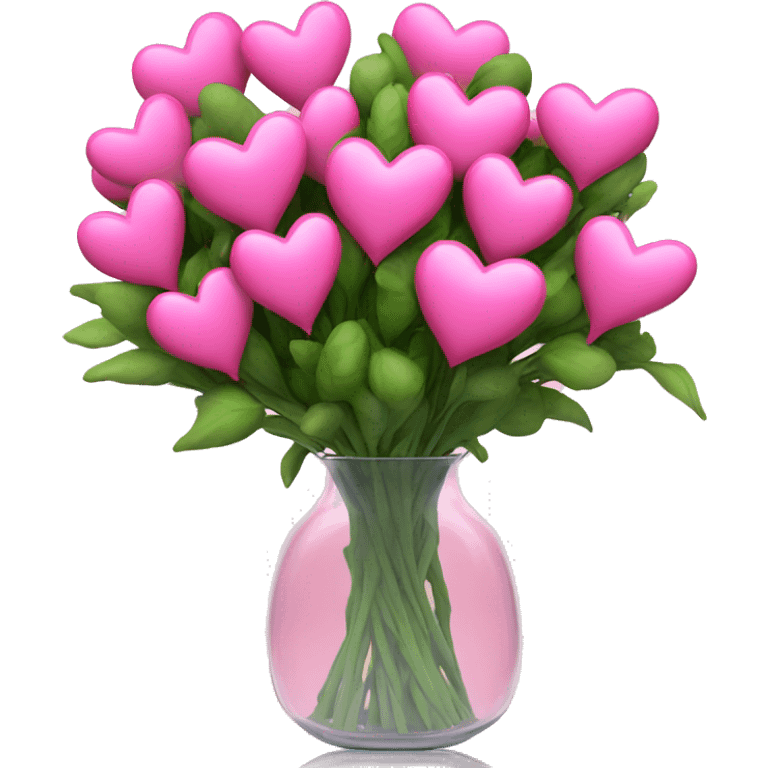 10000000 huge pink hearts on stems in a clear glass vase emoji