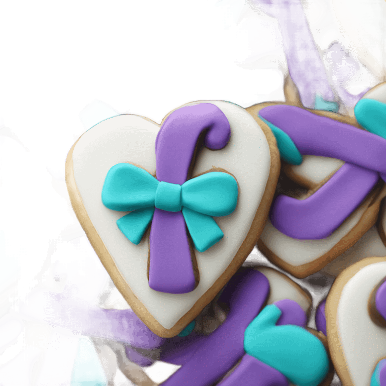 Purple teal Suicide awareness ribbon, heart cookie emoji