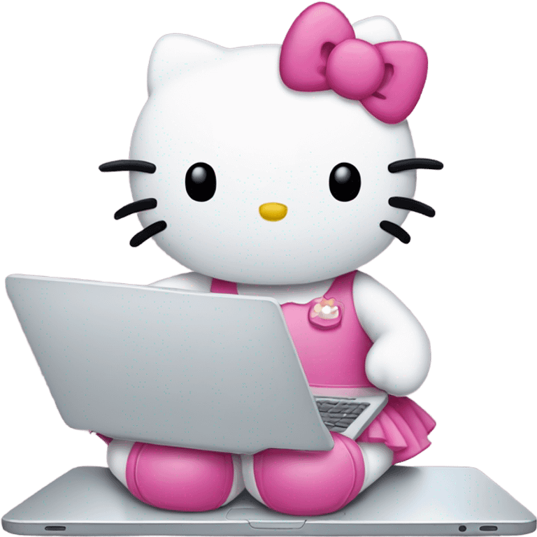 Hello kitty playing on a laptop  emoji