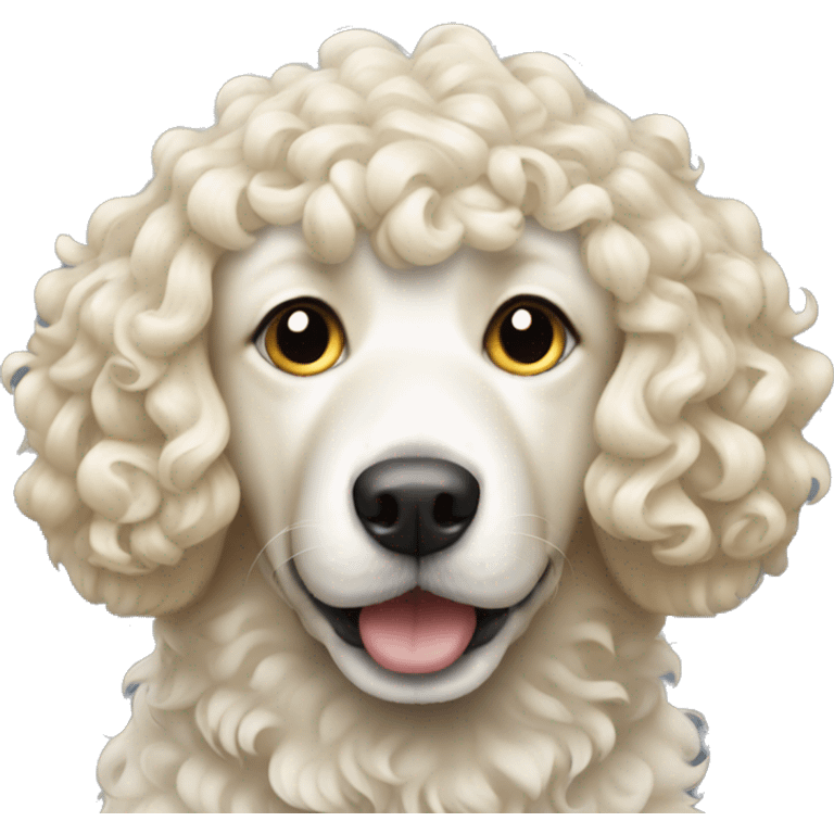 Curly blonde and white dog emoji