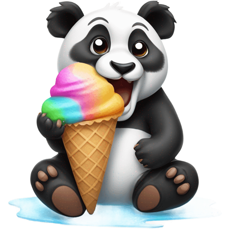 Panda eating ice cream emoji