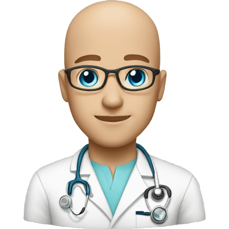 Bald blue eyed doctor emoji