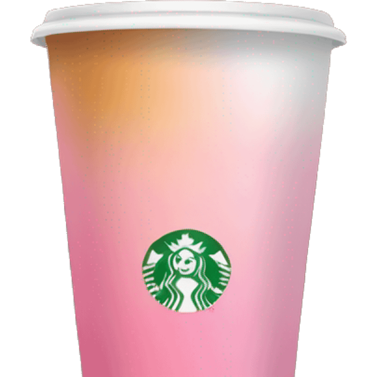 girl with brown and blonde ombré long curly hair holding Pink starbucks refresher emoji