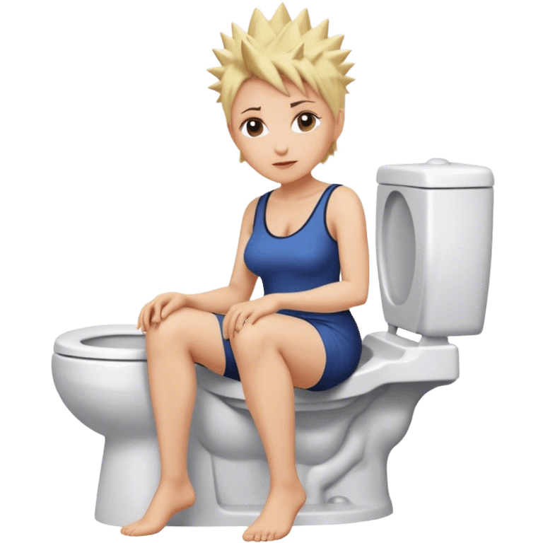 Short Blonde spikey mature woman sat on the toilet emoji