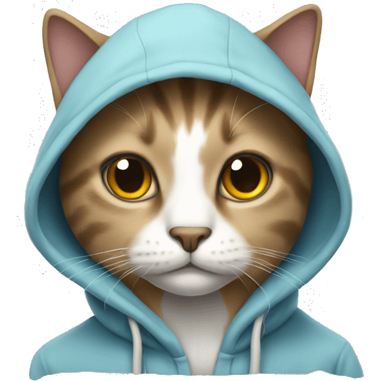 A cat wearing a hoodie emoji