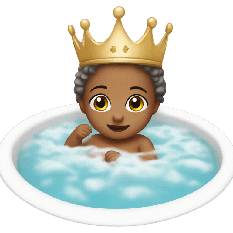 cutе baby girl in the bath with crown emoji