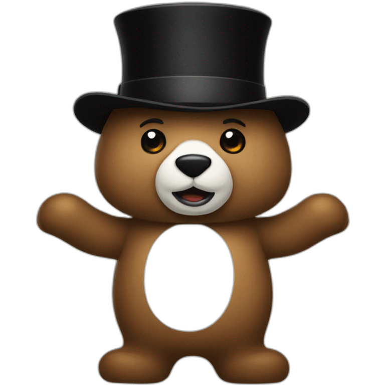 A bear with a black top hat that's an amotronics emoji