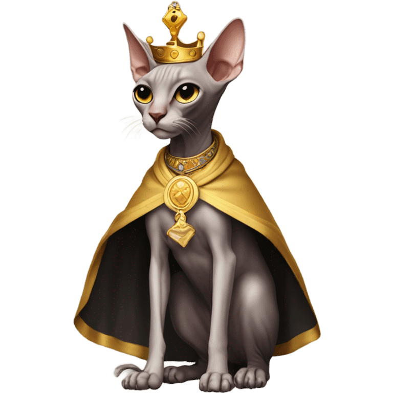 Sphinx cat with kings crown and robe full body emoji