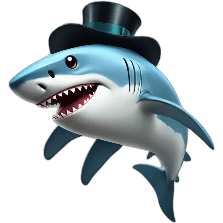 Shark with a top hat emoji