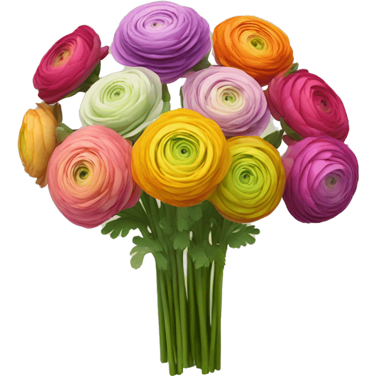 ranunculus bouquet colorful on stems emoji