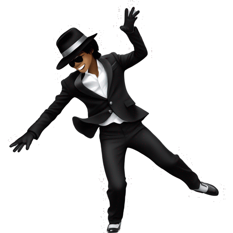 “Michael Jackson in a black suit, white glove, and fedora, striking a dance pose.” emoji