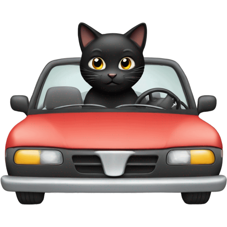 Black cat driving car emoji