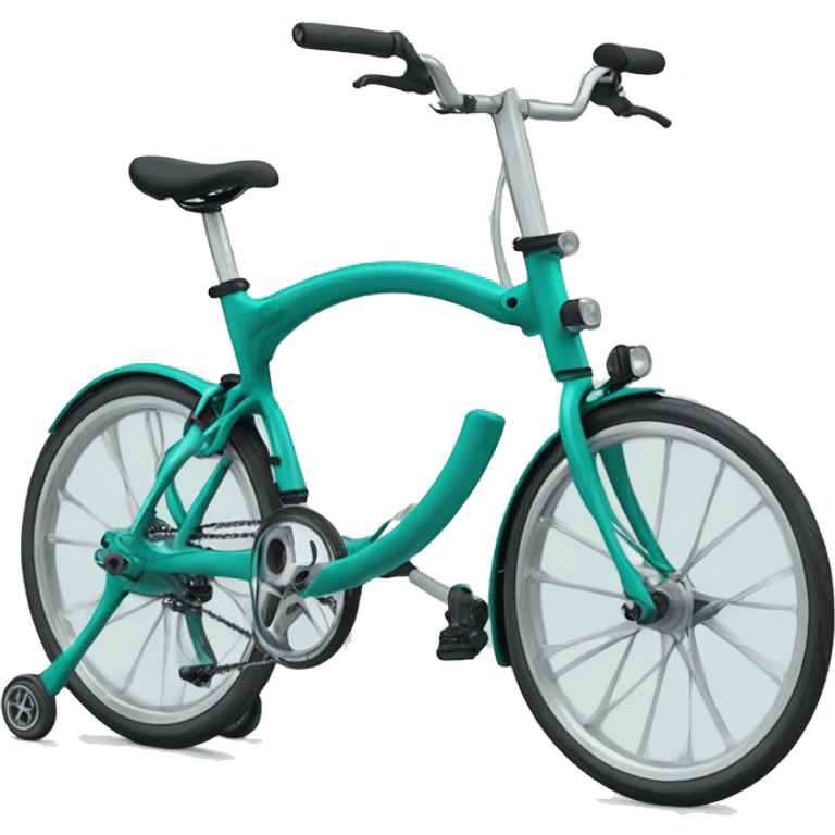 brompton bike with slightly oversized wheels in a teal colo emoji